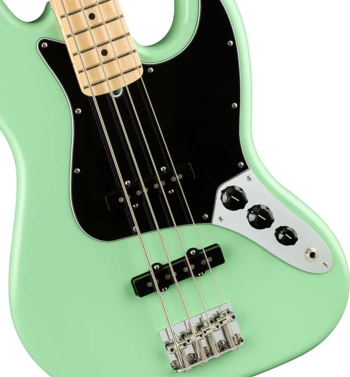 Fender American Performer Jazz Bass, Maple Fingerboard in Satin Surf Green