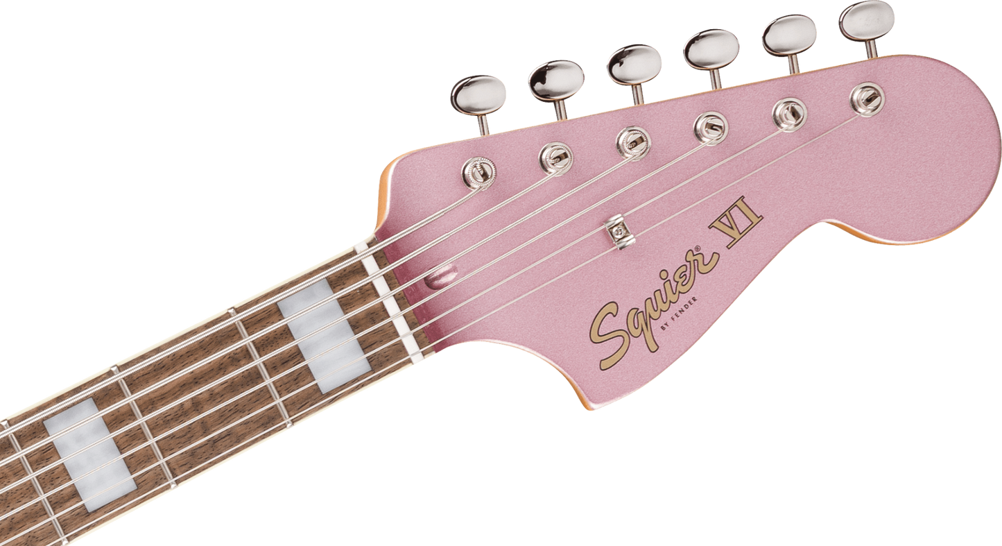 Squier FSR Classic Vibe Bass VI, Laurel Fingerboard, Tortoiseshell Pickguard, Matching Headstock in Burgundy Mist Metallic