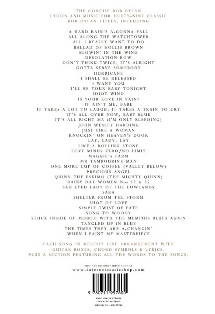 The Concise Bob Dylan Melody/Lyrics/Chords