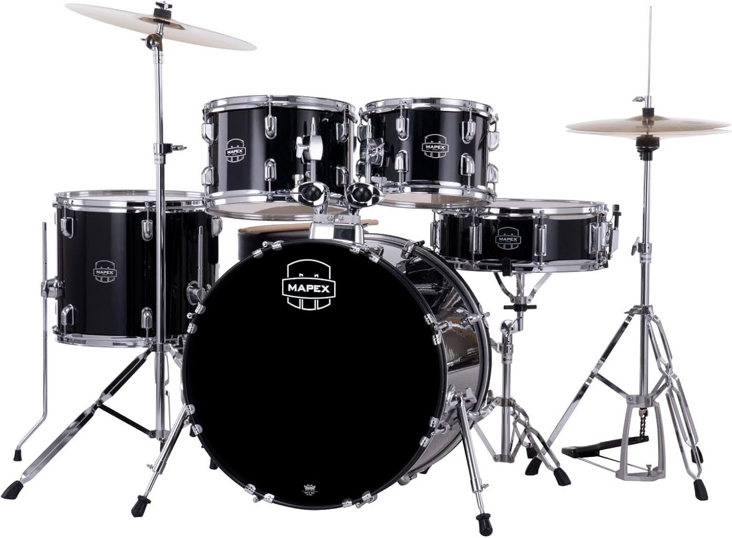 Mapex Comet 5-Piece Rock Drum Kit (22" Bass Drum) w/Cymbals and Hardware in Dark Black