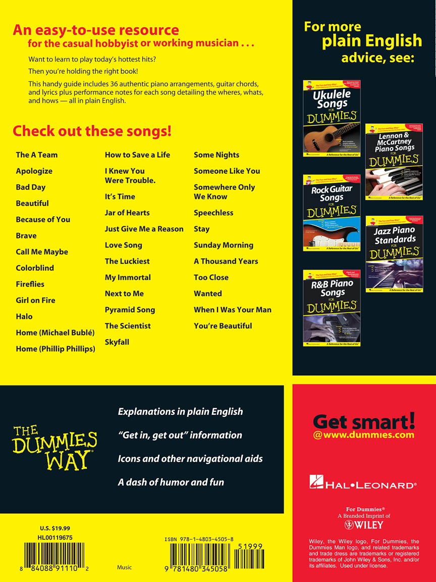 Top Piano Hits for Dummies The Fun and Easy Way PVG