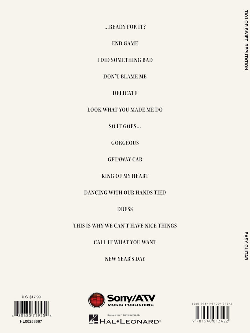 Taylor Swift Reputation Easy Guitar Notes And Tab