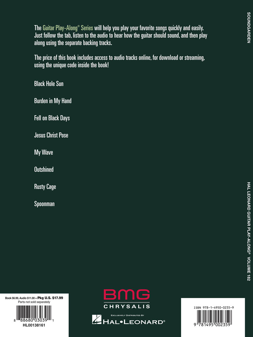 Soundgarden Guitar Play Along Volume 182 Tab