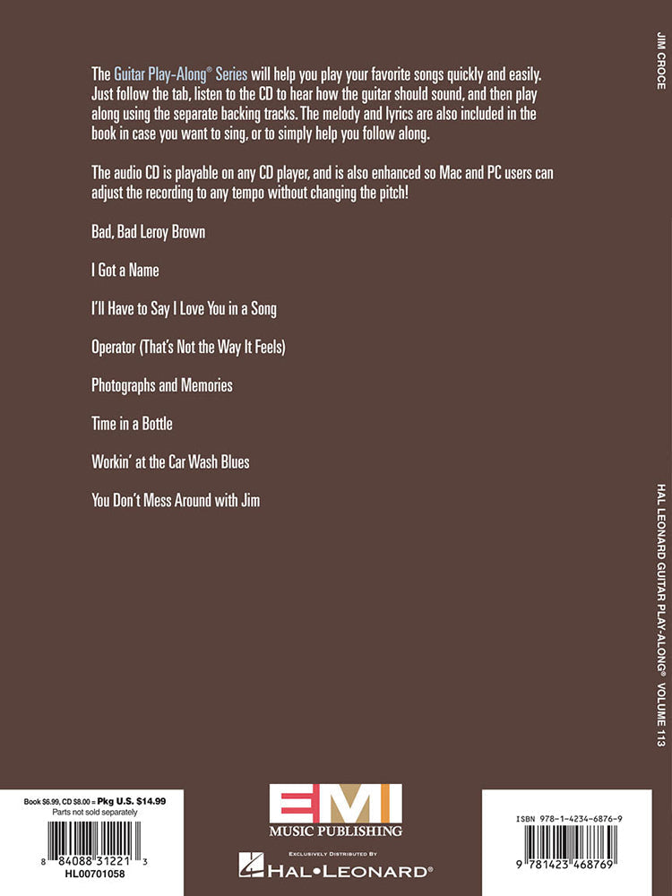 Jim Croce Guitar Playalong Volume 113 BK/OLA