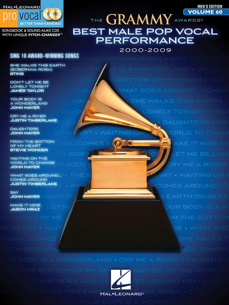 The Grammy Awards Best Male Pop Vocal Performance 2000-2009 Pro Vocal Men's Edition Volume 60 Bk/Cd