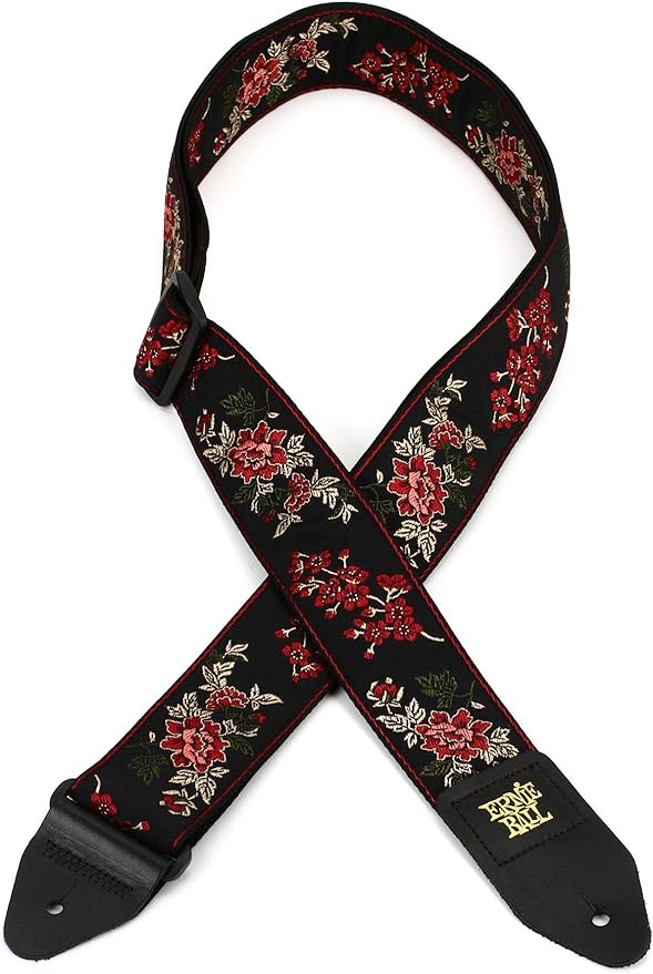 Ernie Ball Classic Jacquard Guitar Or Bass Strap in Red Rose