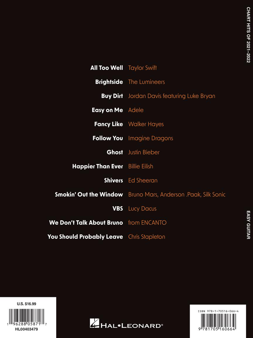 Chart Hits of 2021 to 2022 Easy Guitar Notes & Tab