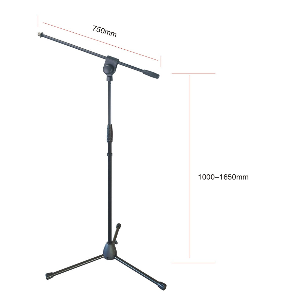 K-Audio Microphone Boom Stand with Heavy Duty Die-Cast Base - Black