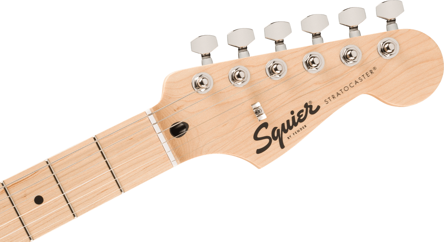 Squier FSR Squier Sonic Stratocaster HT H, Maple Fingerboard, White Pickguard in Lime Green