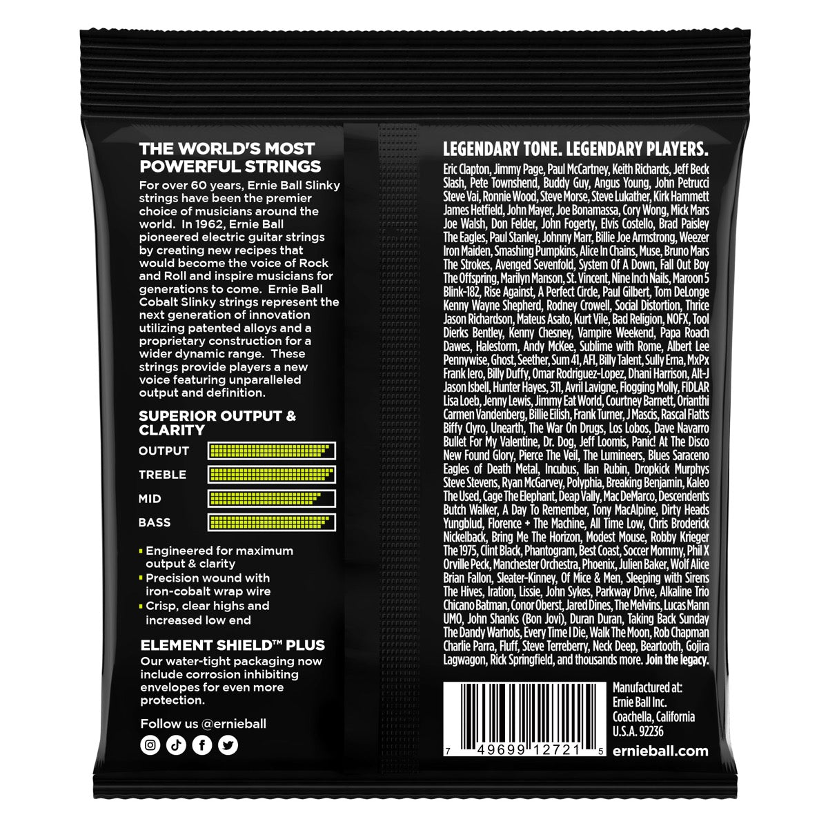 Ernie Ball Regular Slinky Cobalt Electric Guitar Strings 10-46