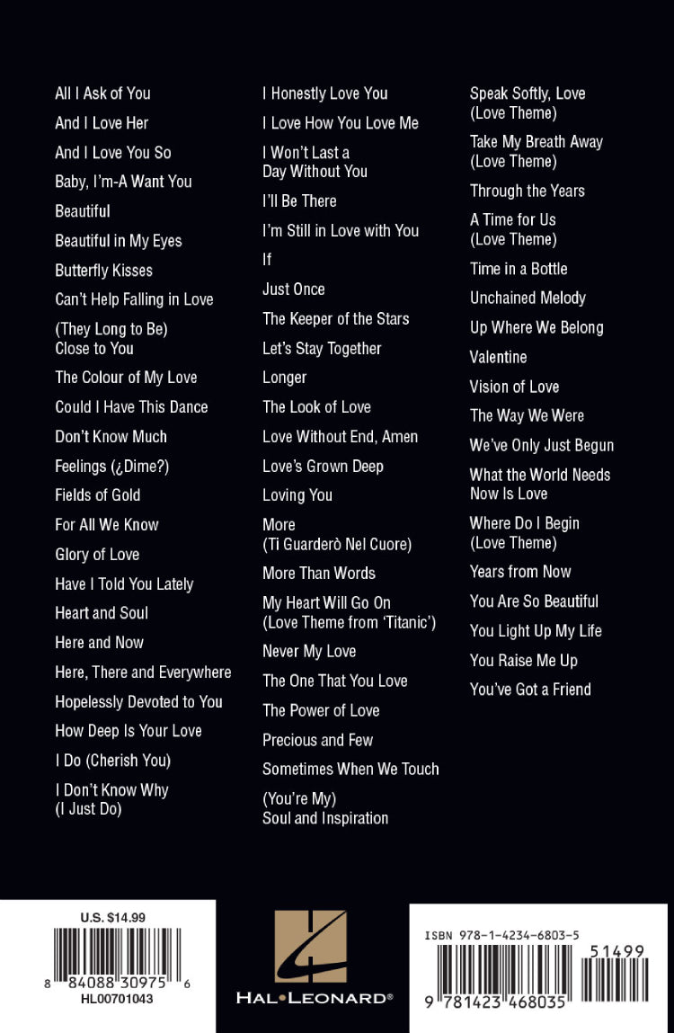 Love Songs Guitar Chord Songbook