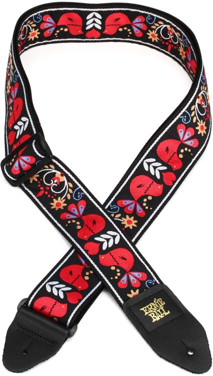 Ernie Ball Classis Jacquard Guitar Or Bass Strap in Redbird Rising