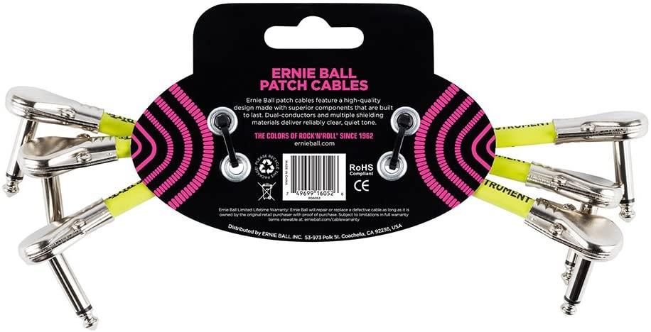 Ernie Ball 6" Pancake Patch Cable 3-pack White