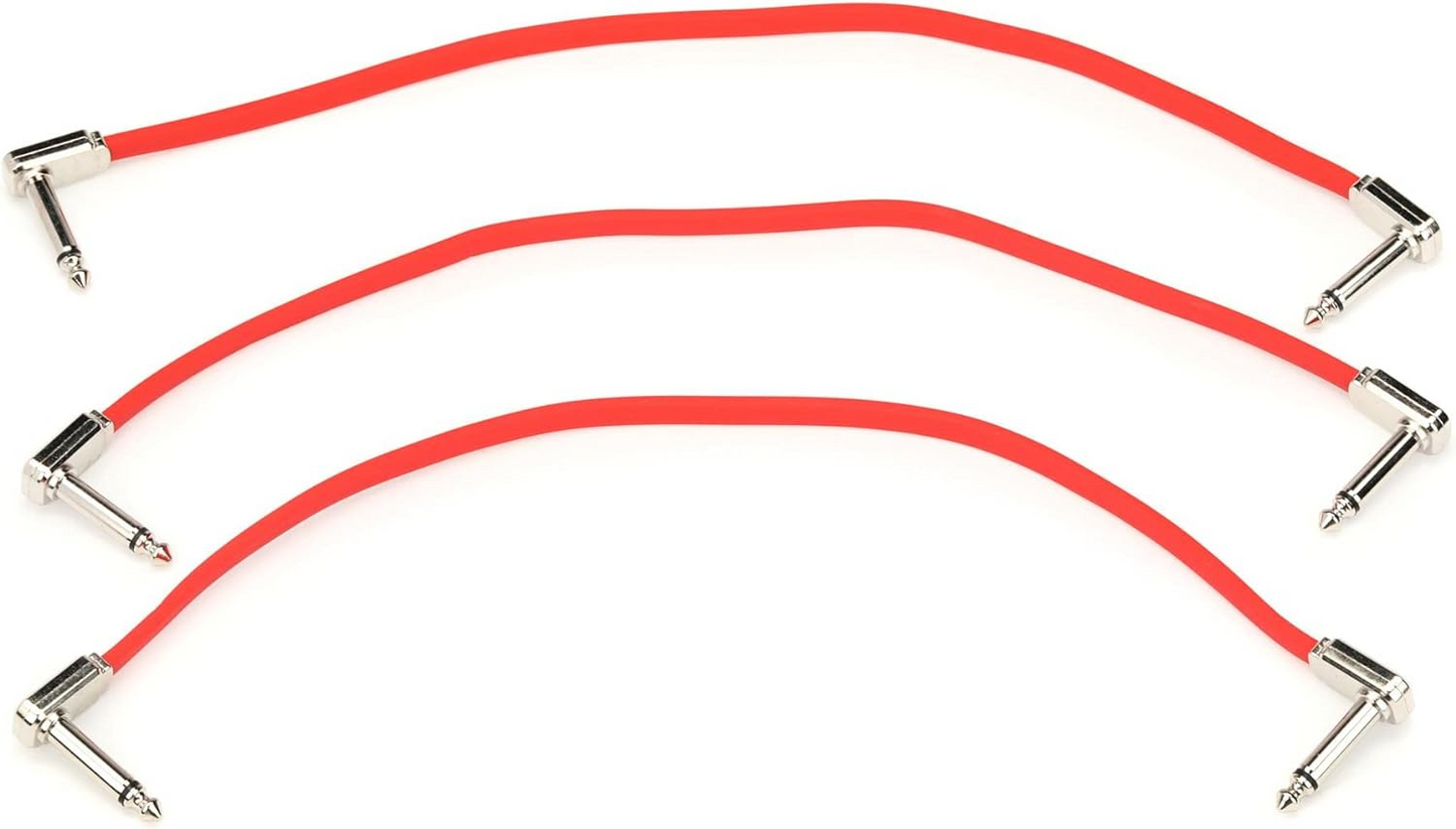 Ernie Ball 12” Flat Ribbon Patch Cable 3 Pack in Red