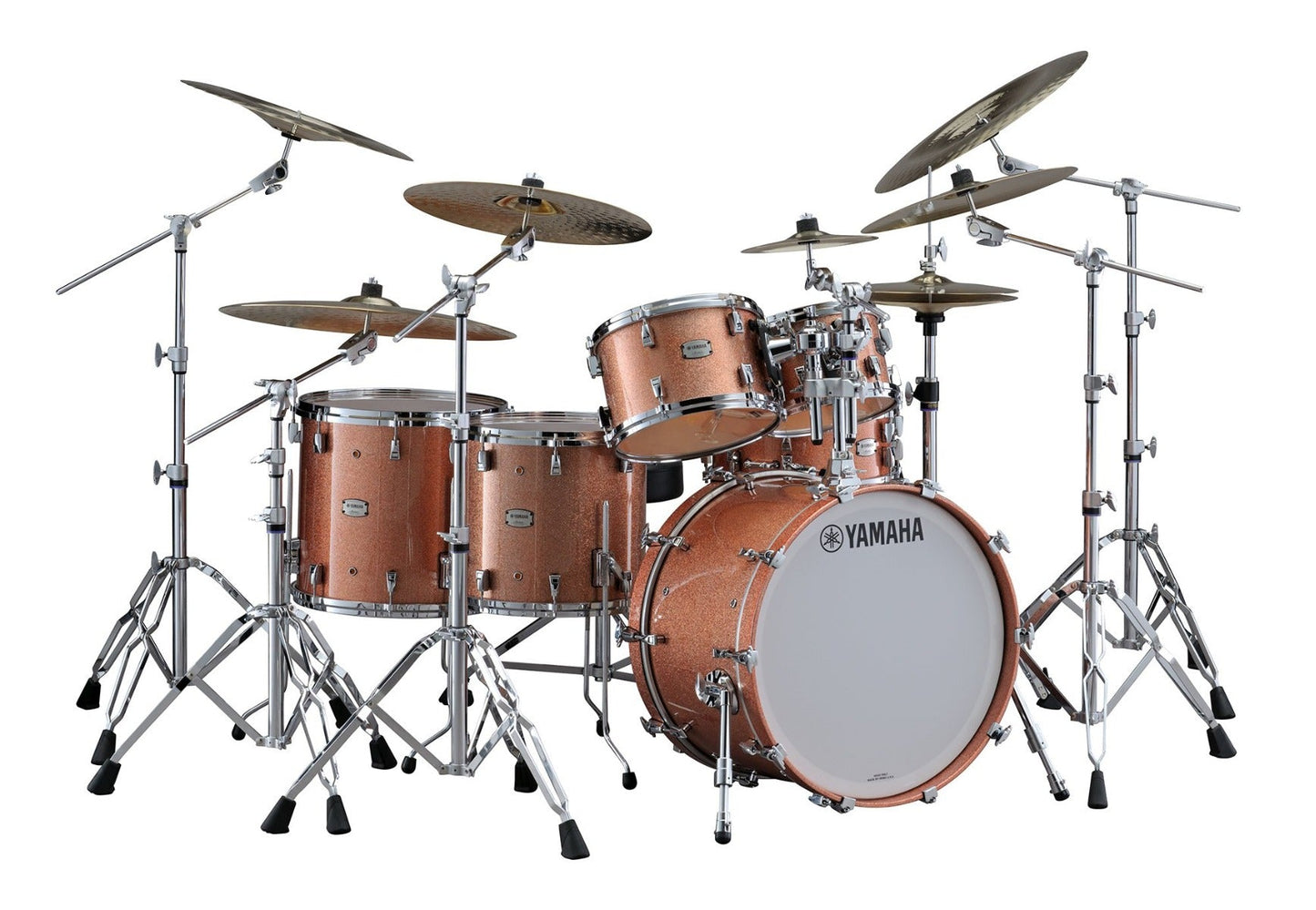 Yamaha Absolute Hybrid Maple 5-Piece Drum Kit (10T, 12T, 16F, 22B, 14S) in Pink Champagne Sparkle