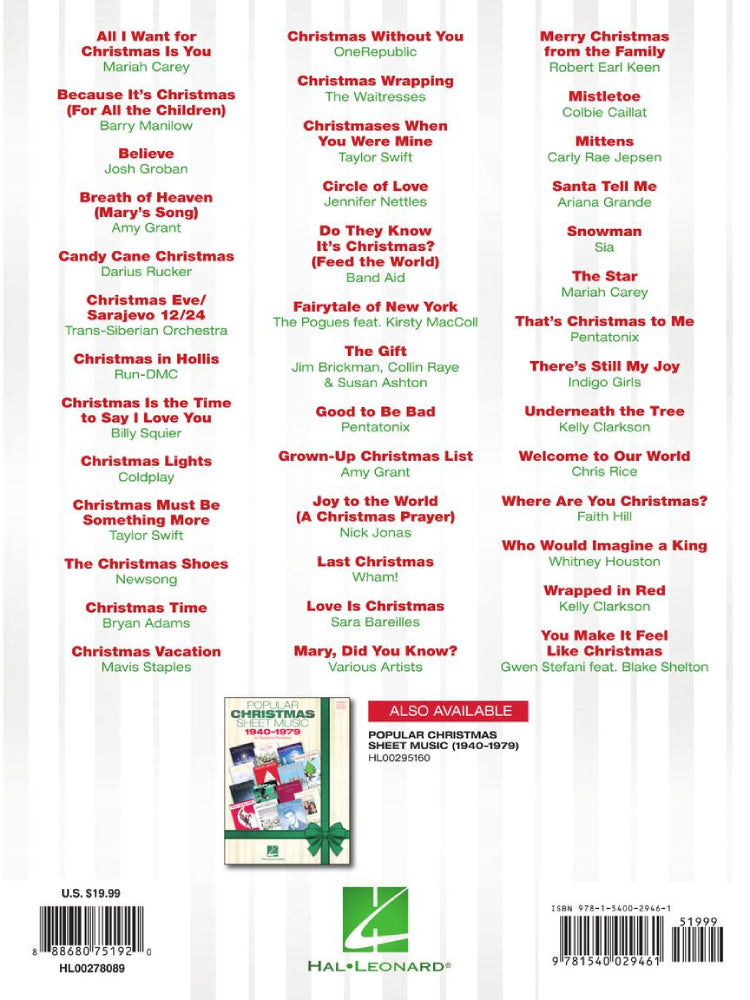 Popular Christmas Sheet Music 1980-2017 PVG