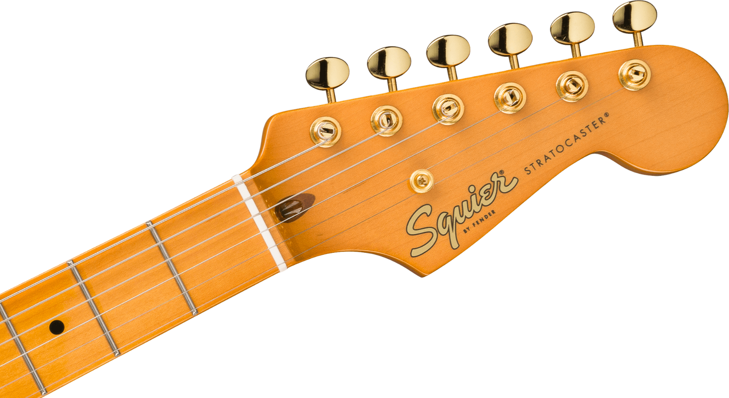 Squier FSR Classic Vibe '50s Stratocaster, Maple Fingerboard, Parchment Pickguard in Gold Hardware, White Blonde