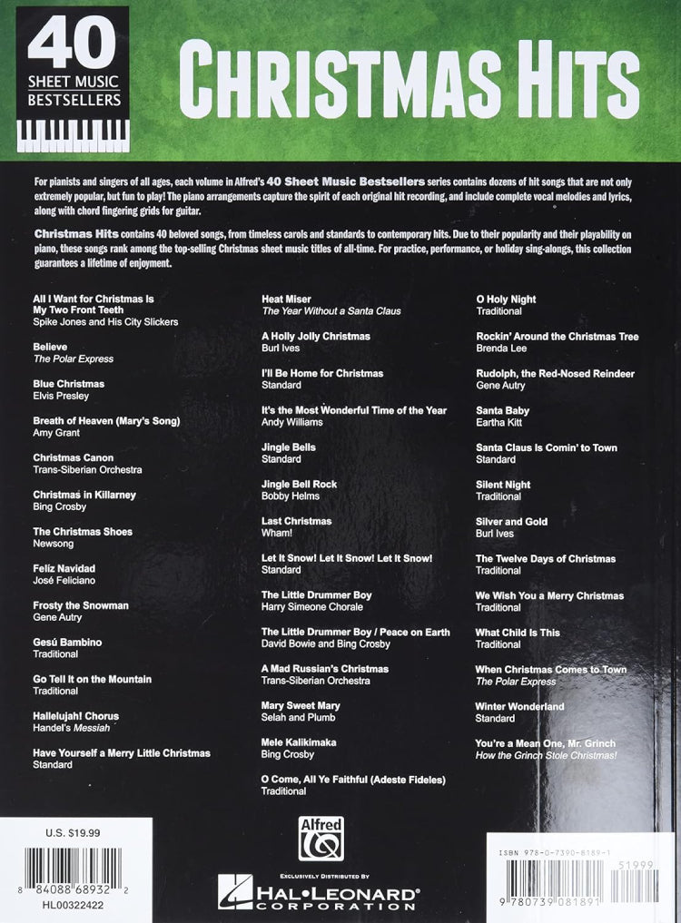 Christmas Hits 40 Sheet Music Bestsellers PVG