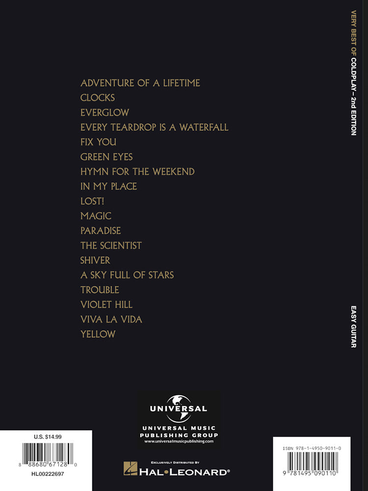 Very Best Of Coldplay Easy Guitar Tab 2nd Edition