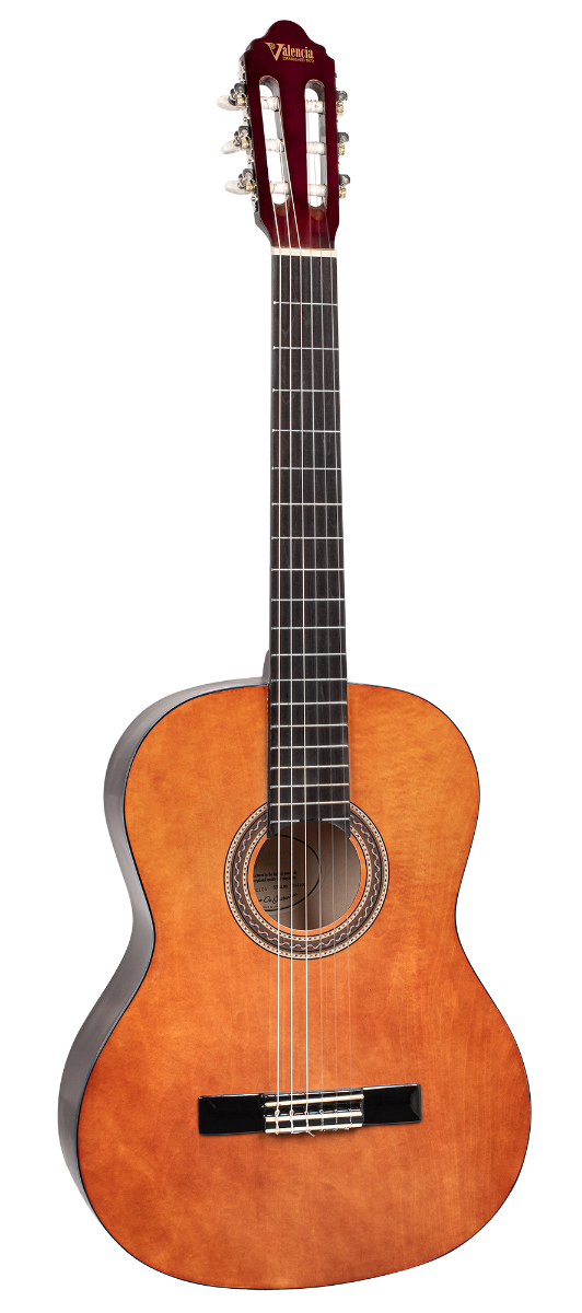 Valencia 4/4 Classical Nylon String Guitar Package in Natural Gloss