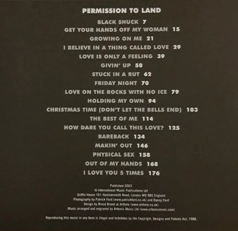 The Darkness Permission To Land Guitar Tab