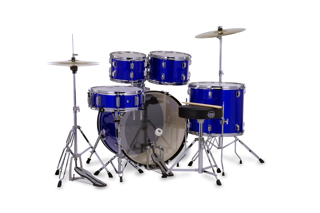 Mapex Comet 5-Piece Rock Drum Kit (22" Bass Drum) w/Cymbals and Hardware in Indigo Blue