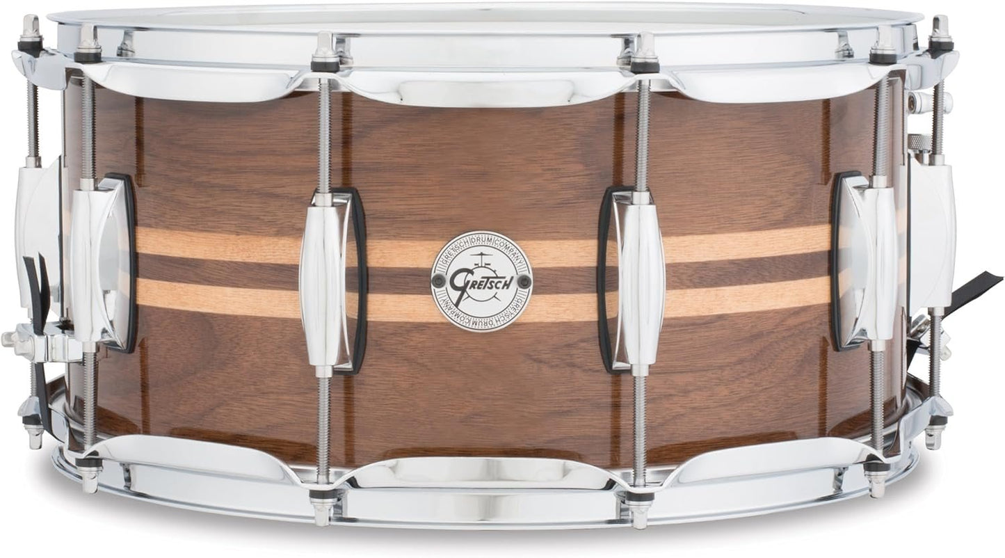 Gretsch Full Range Series 6.5" x 14" Walnut Maple Inlay Snare Drum