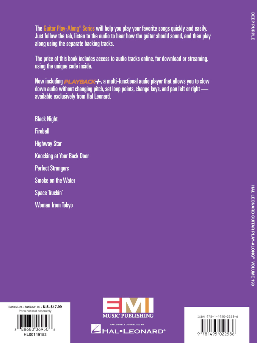 Deep Purple Guitar Play Along Volume 190 Tab