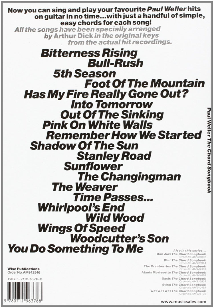 Paul Weller Guitar Chord Songbook