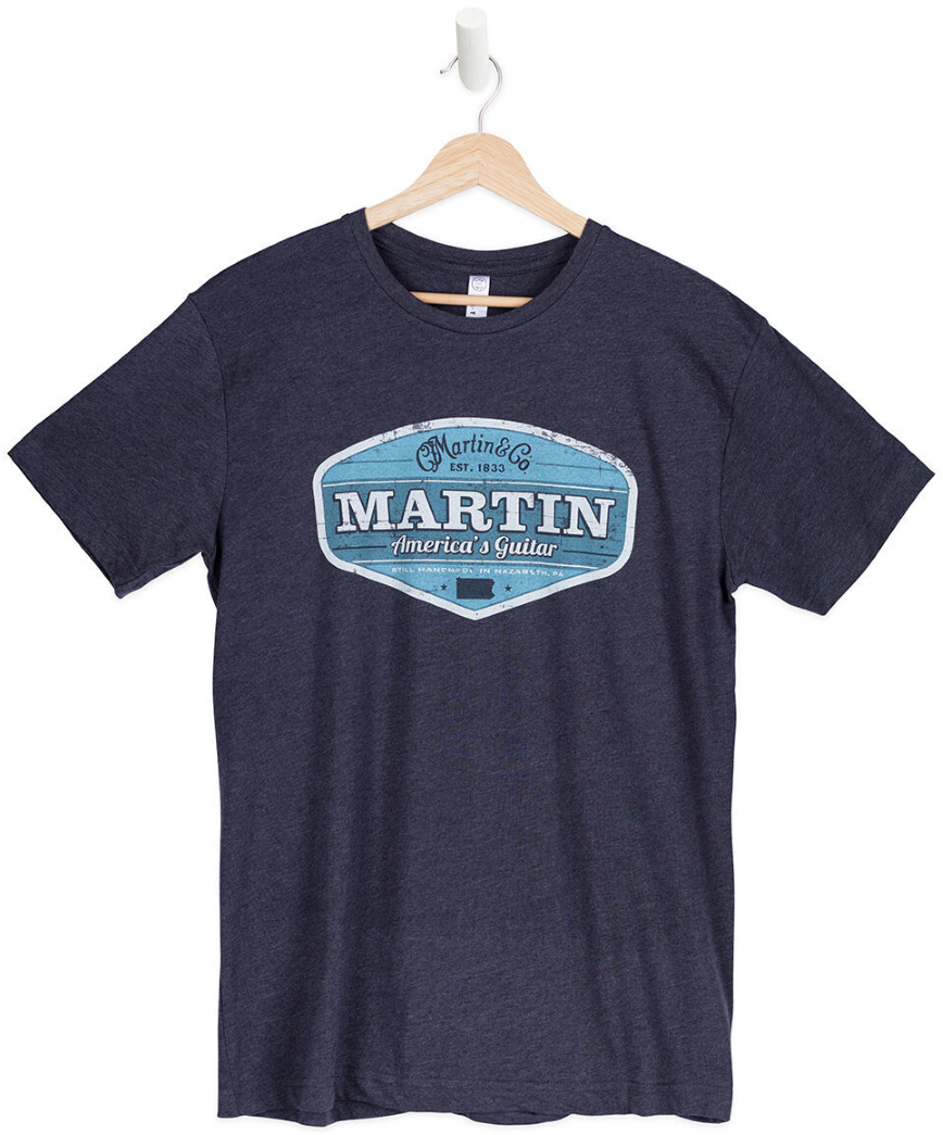 Martin Retro Graphic Tee Small in Navy Blue