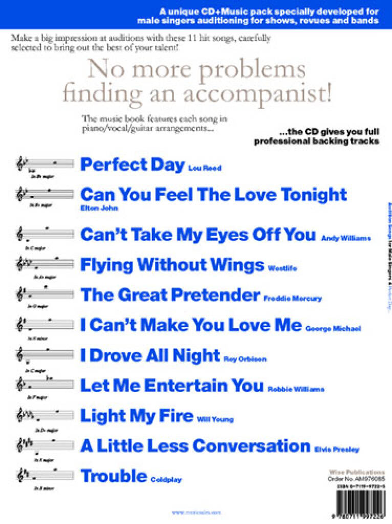Audition Songs For Male Singers 4 Perfect Day Bk/Cd