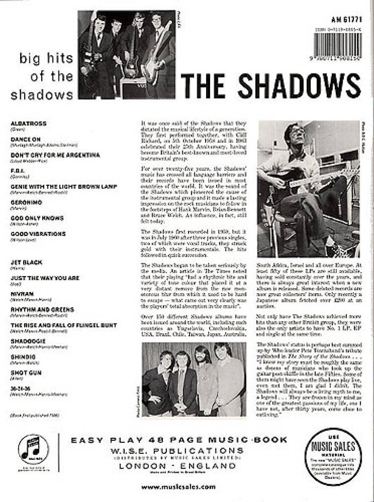 Big Hits Of The Shadows Easy Guitar