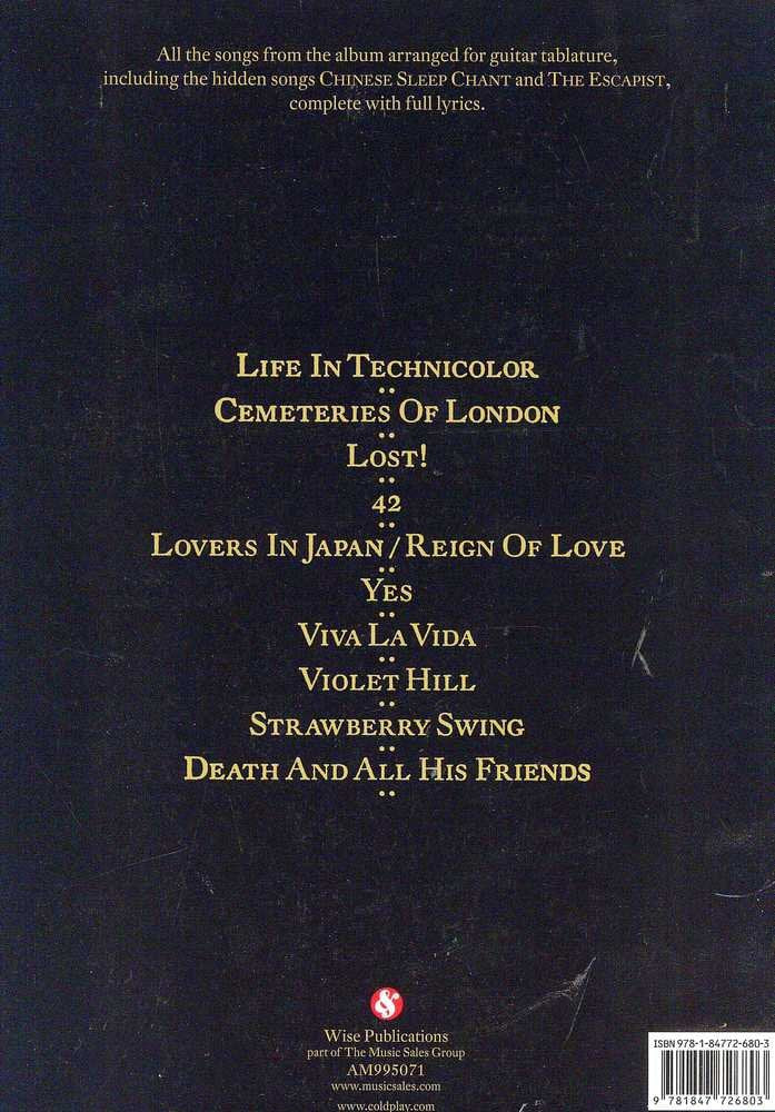 Coldplay Viva La Vida Or Death And All His Friends Tab