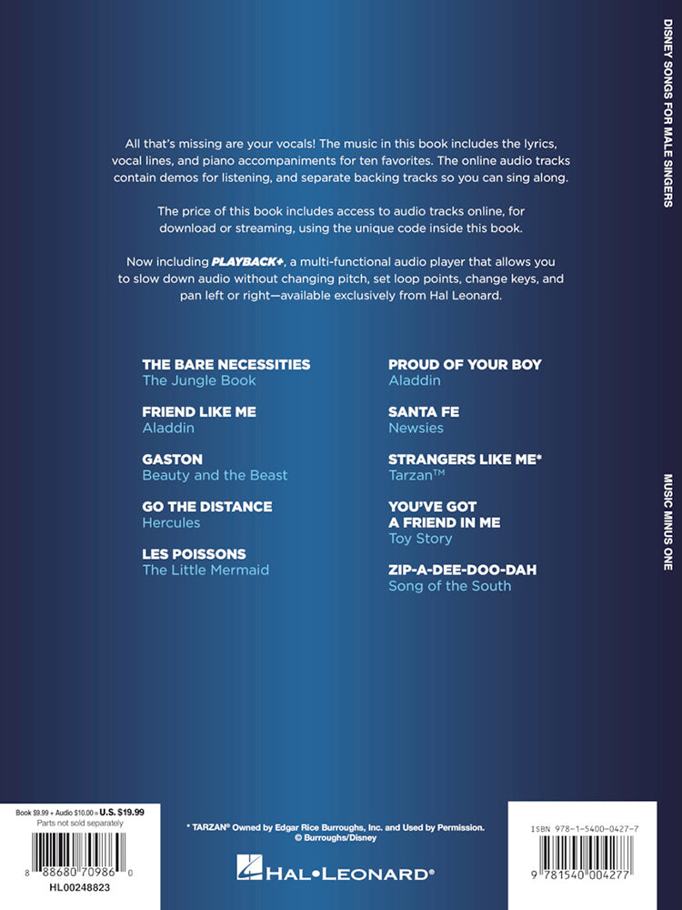 Disney Songs For Male Singers MMO BK/OLA