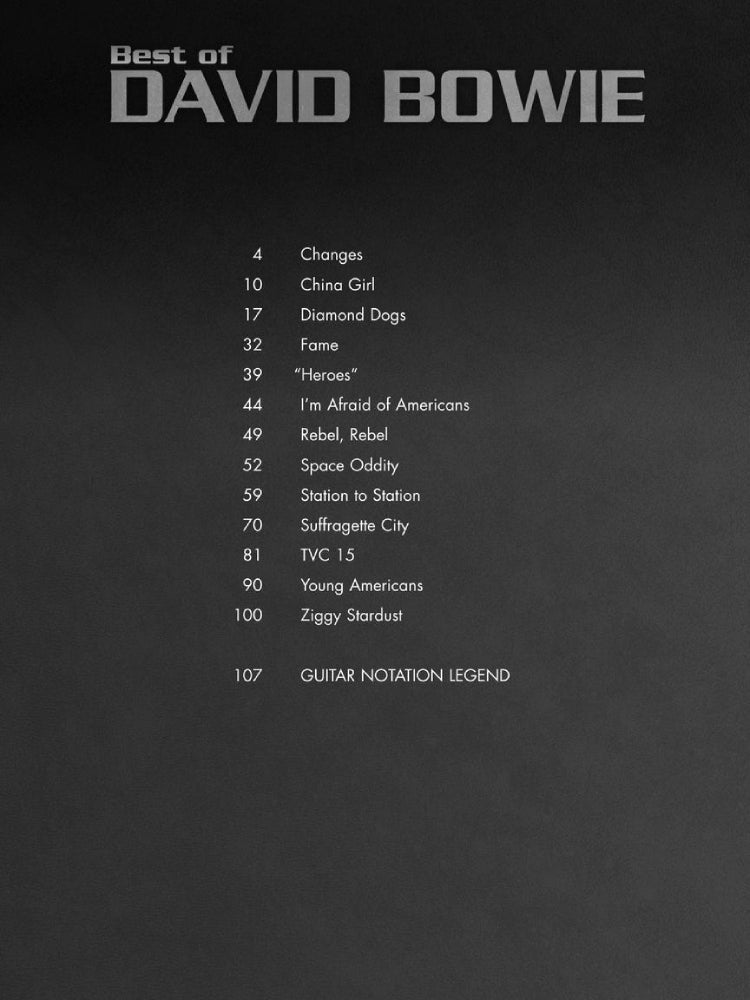 Best of David Bowie The Definitive Collection for Guitar Recorded Version Guitar Tab
