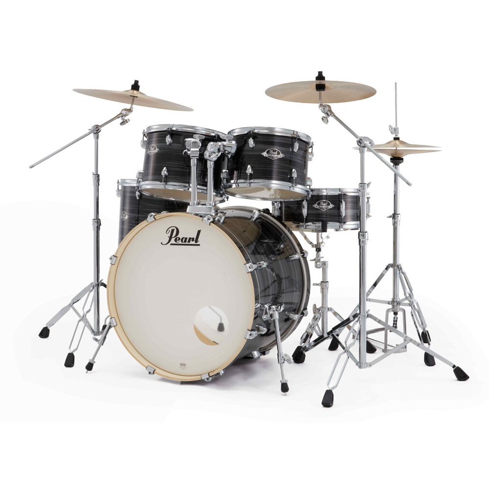 Pearl Export Plus 5-Piece Rock Drum Kit with Cymbal Pack in Graphite Silver Twist