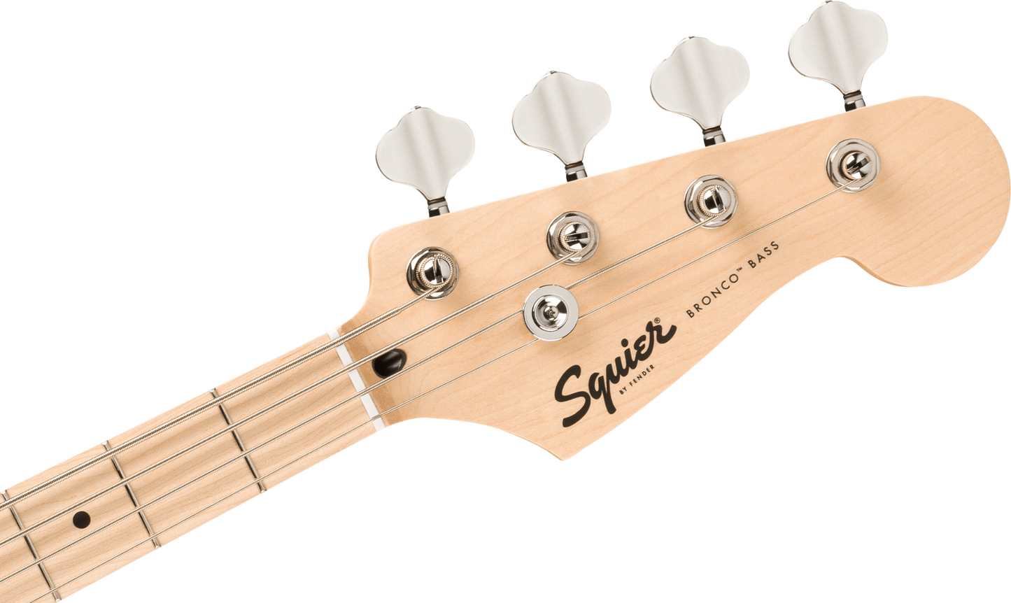 Squier FSR Squier Sonic Bronco Bass, Maple Fingerboard, White Pickguard in Lime Green