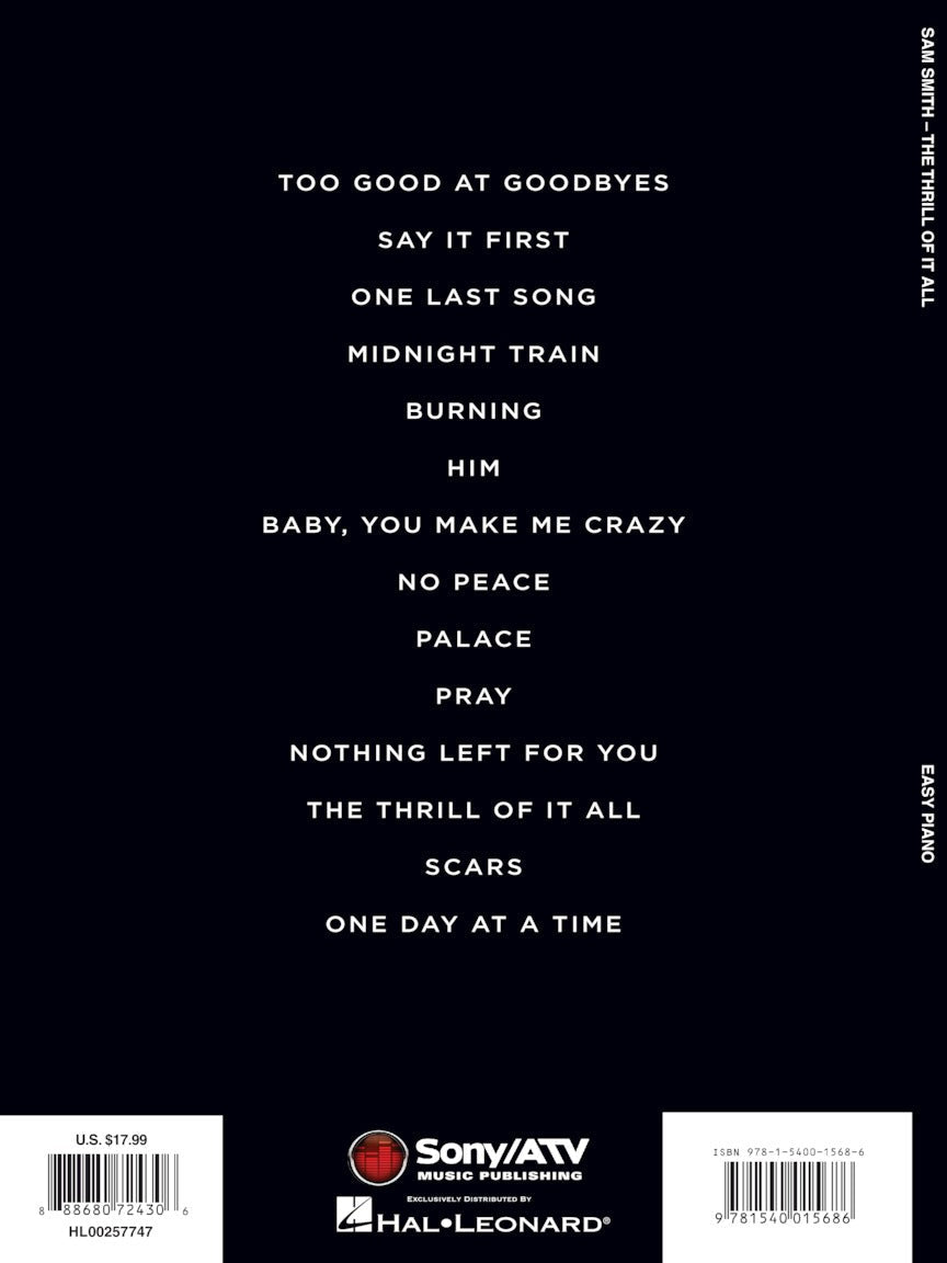 Sam Smith The Thrill of It All Easy Piano