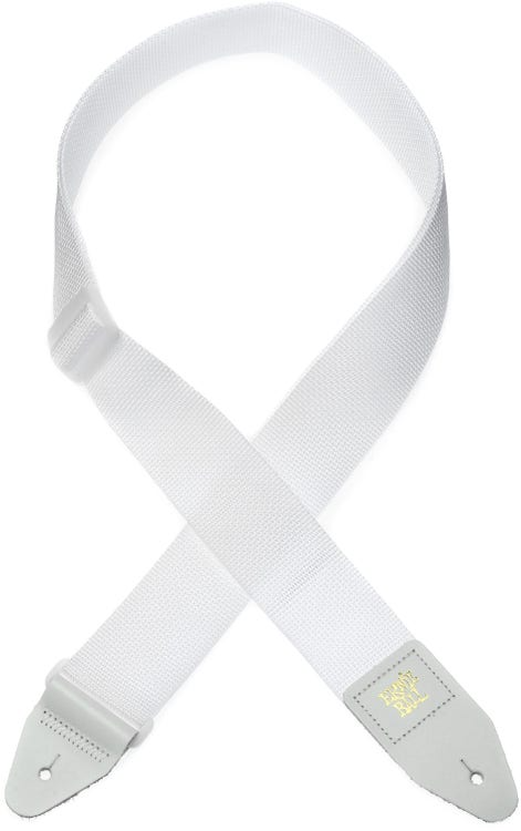 Ernie Ball Polypro Guitar Or Bass Strap in White & White