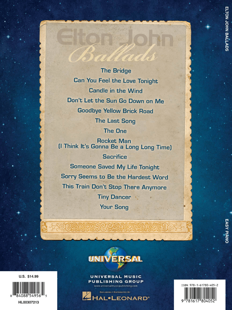Elton John Ballads Easy Piano
