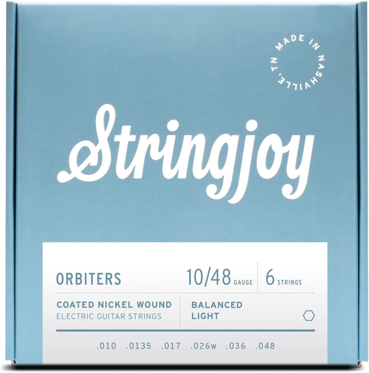 Stringjoy Orbiters Balanced Light Coated Nickel Wound Electric Guitar Strings 10-48 Gauge