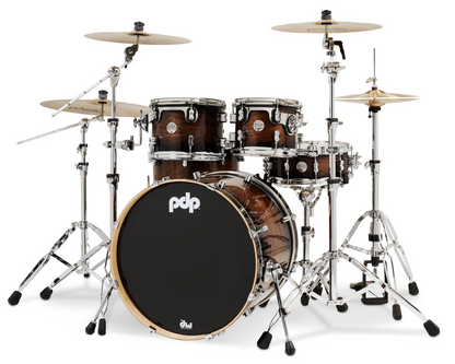 PDP Concept Maple Exotic 5 Piece Shell Pack in Walnut to Charcoal Burst