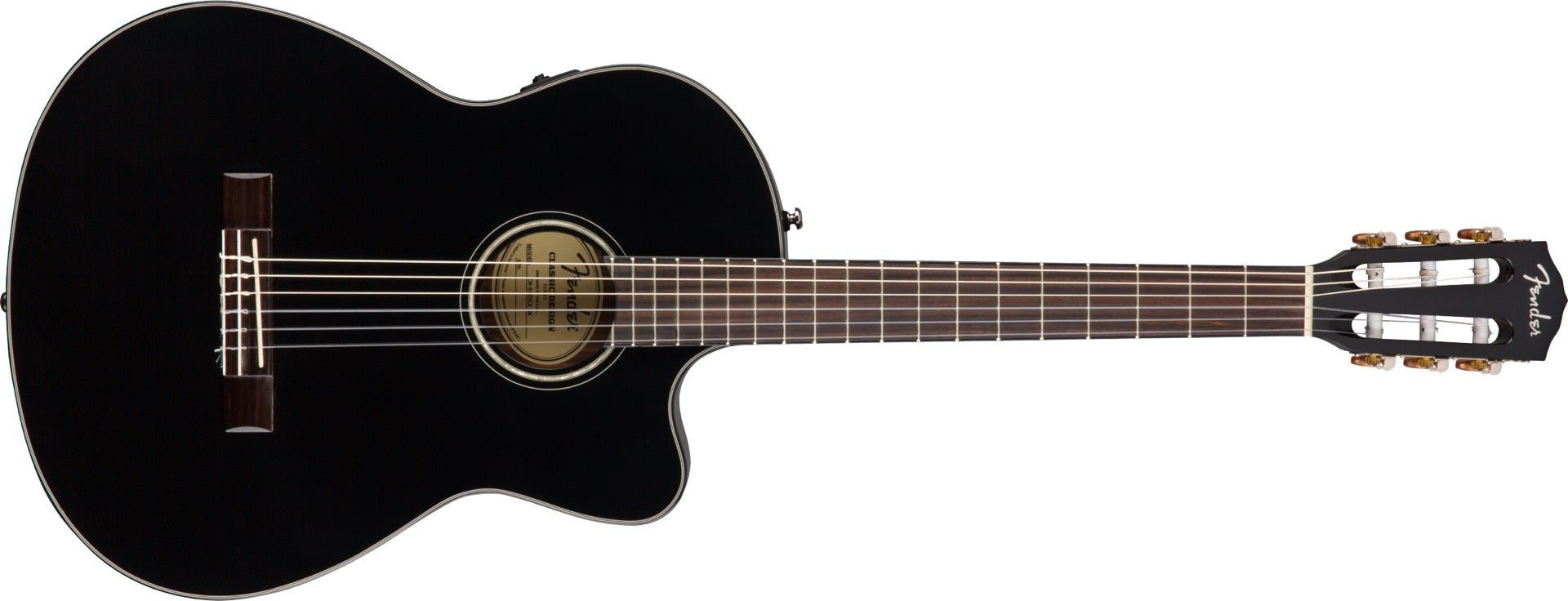 Fender CN140SCE Nylon Thinline, Walnut Fingerboard in Black