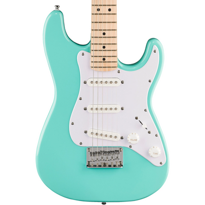 Squier Mini Stratocaster Electric Guitar, Maple Fingerboard in Sea Foam Green