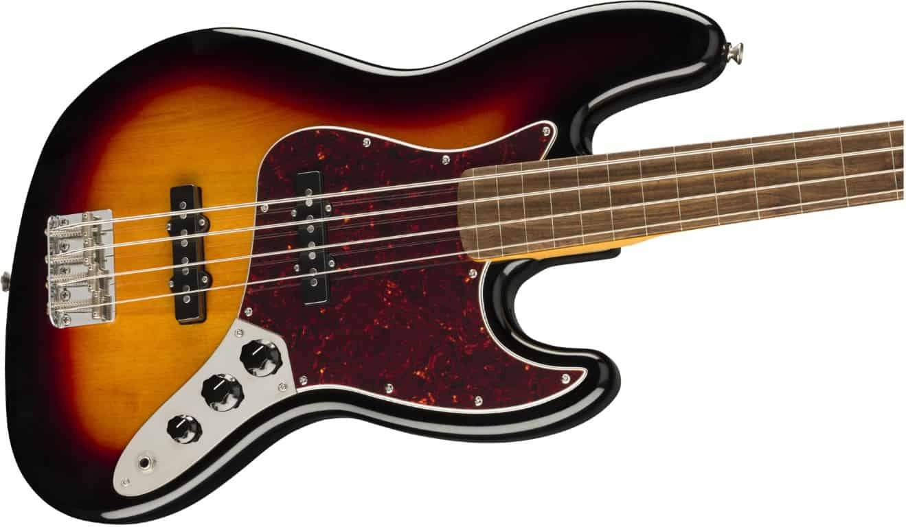 Squier Classic Vibe 60s Fretless Jazz Bass, Indian Laurel Fingerboard  in 3 Colour Sunburst