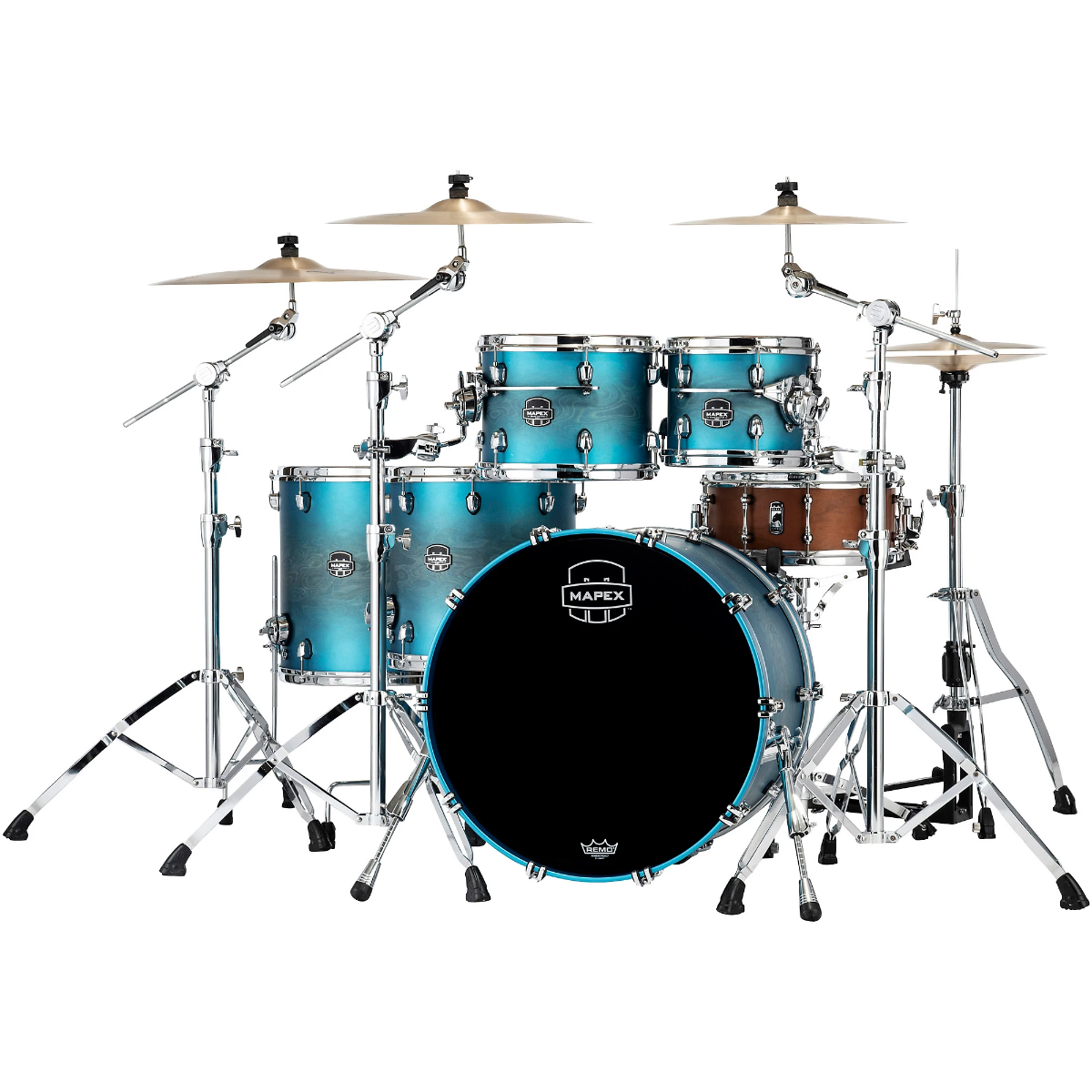 Mapex Saturn Evolution Workhorse 5-Piece Shell Pack in Exotic Azure Burst Lacquer