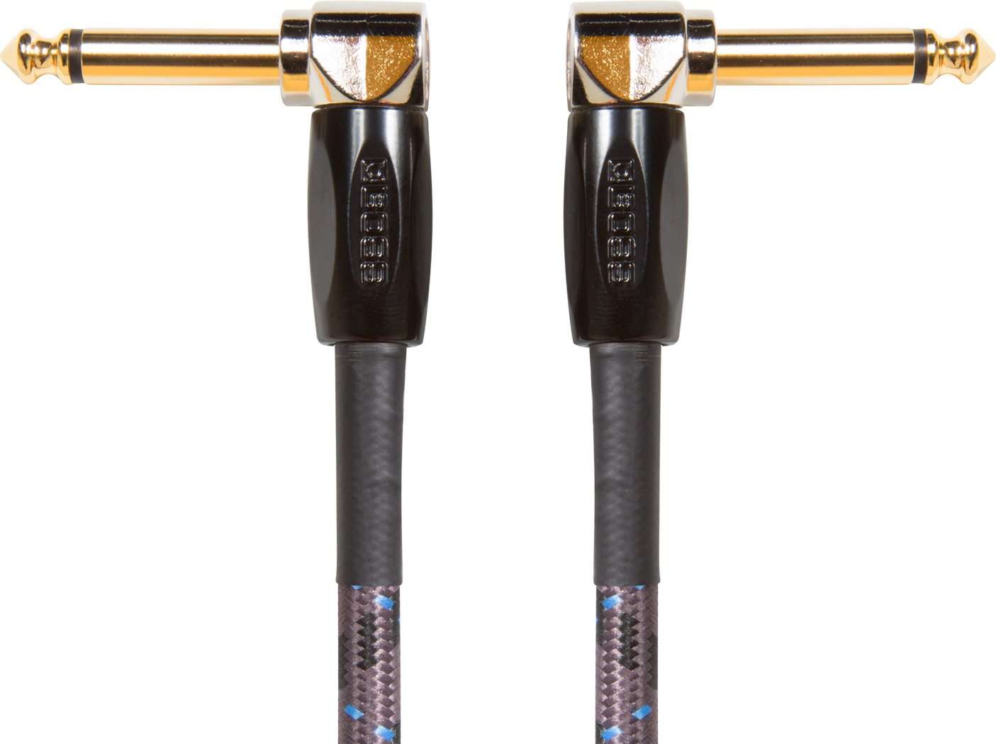 BOSS 6" 15cm Right Angle 1/4" to Same Patch Instrument Cable 3 Pack