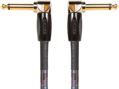 BOSS 6" 15cm Right Angle 1/4" to Same Patch Instrument Cable 3 Pack
