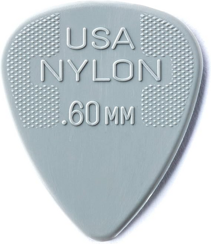 Jim Dunlop Nylon Guitar Pick .60mm 12 Pack in Grey