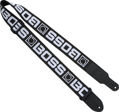 BOSS Monogram Guitar Strap in Black & White Logo